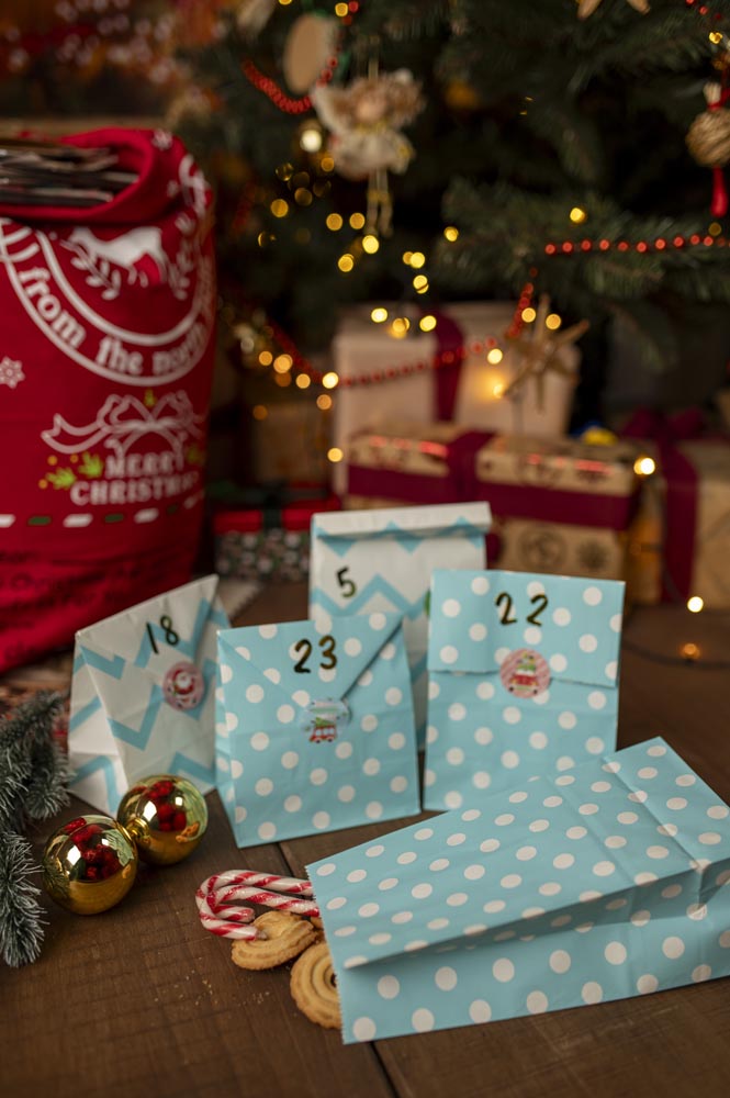 Kalendarz Adwentowy Woreczki Błękitne 24szt.