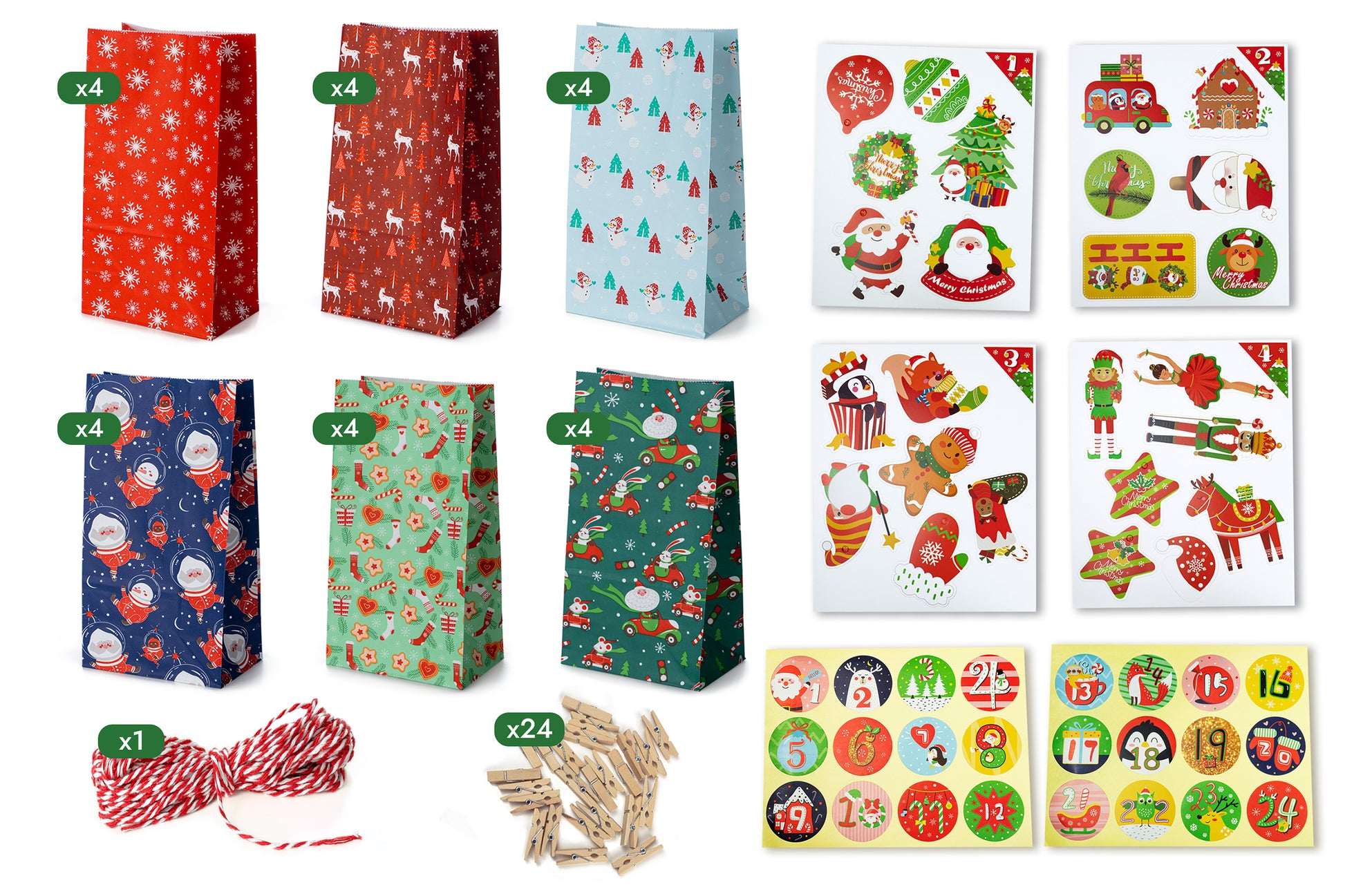 Kalendarz Adwentowy Zestaw Torebek z Akcesoriami