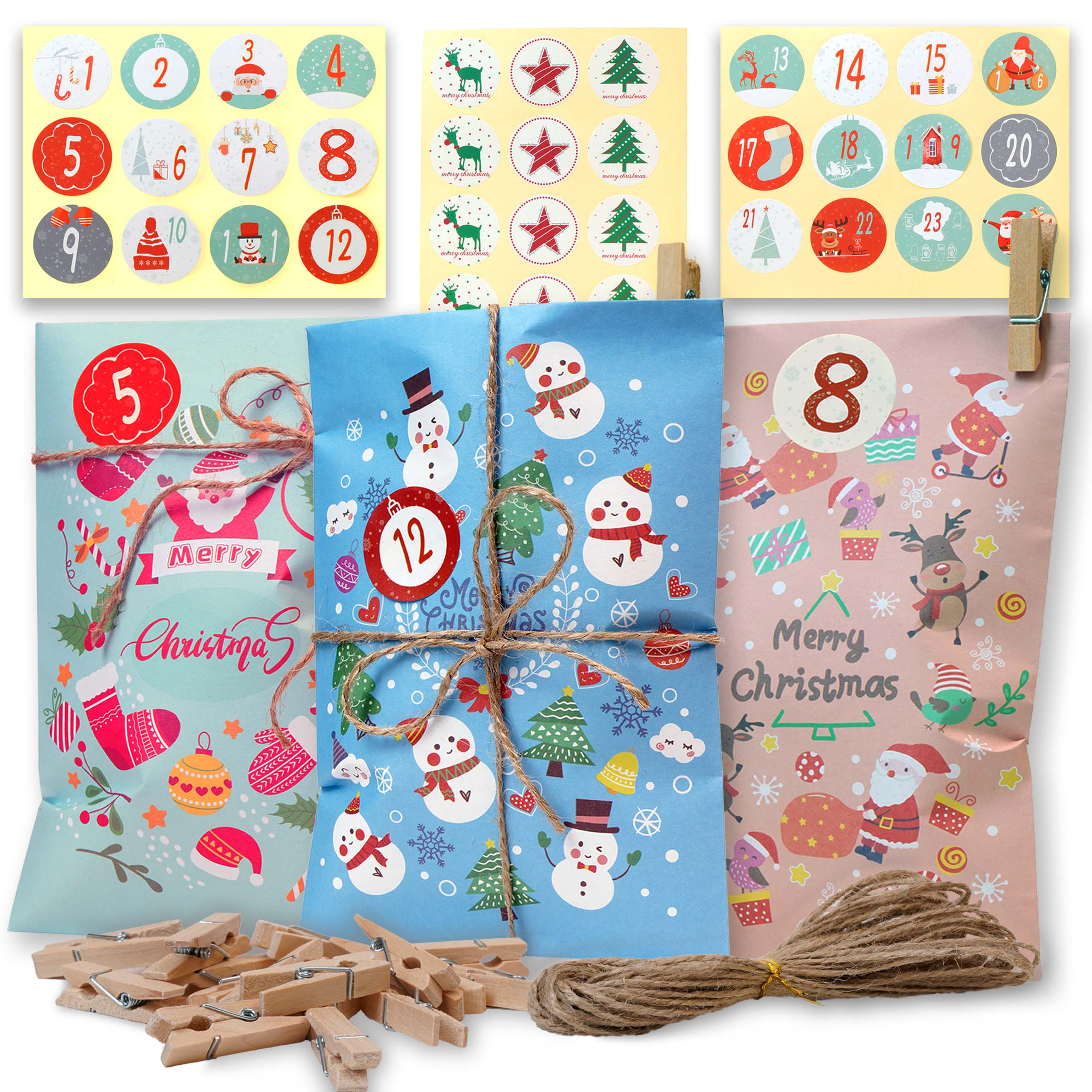 Kalendarz Adwentowy Zestaw Torebek z Akcesoriami