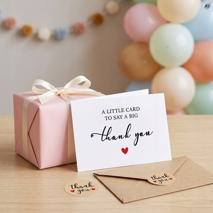 Kartki z Podziękowaniem Thank You 25 szt. z Kopertami i Naklejkami