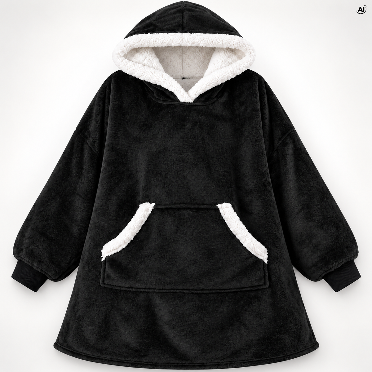 Kocobluza Gruba Czarna Szlafrok OVERSIZE