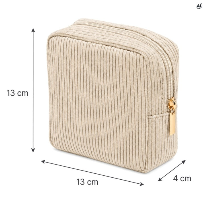 Kosmetyczka materiałowa 130 × 130 mm Beżowa