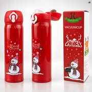 Kubek termiczny na kawę 500 ml, czerwony, świąteczny