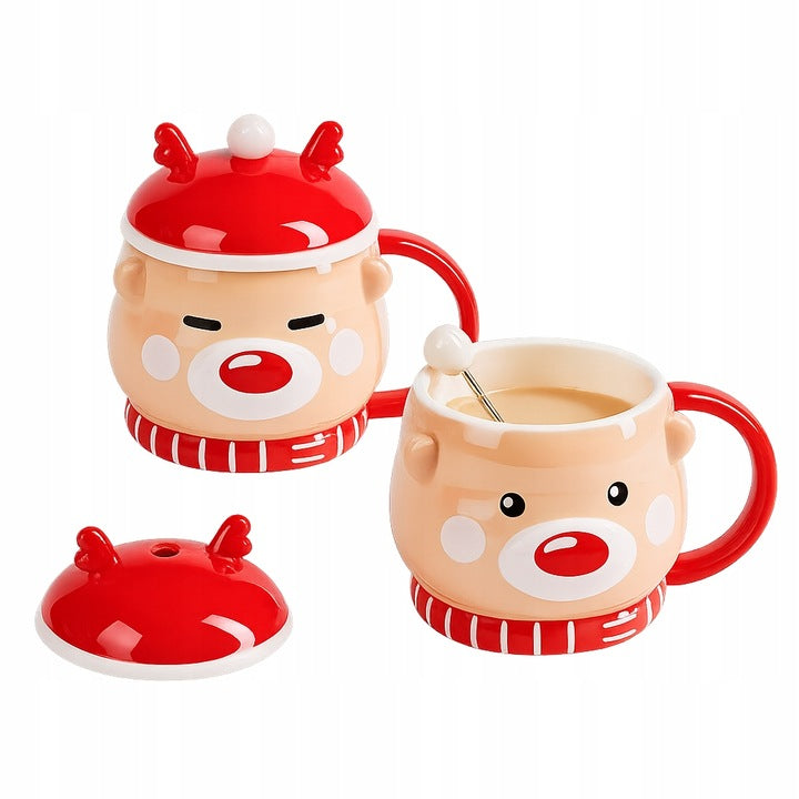 Zestaw 2 kubków świątecznych renifer ceramiczne kubki