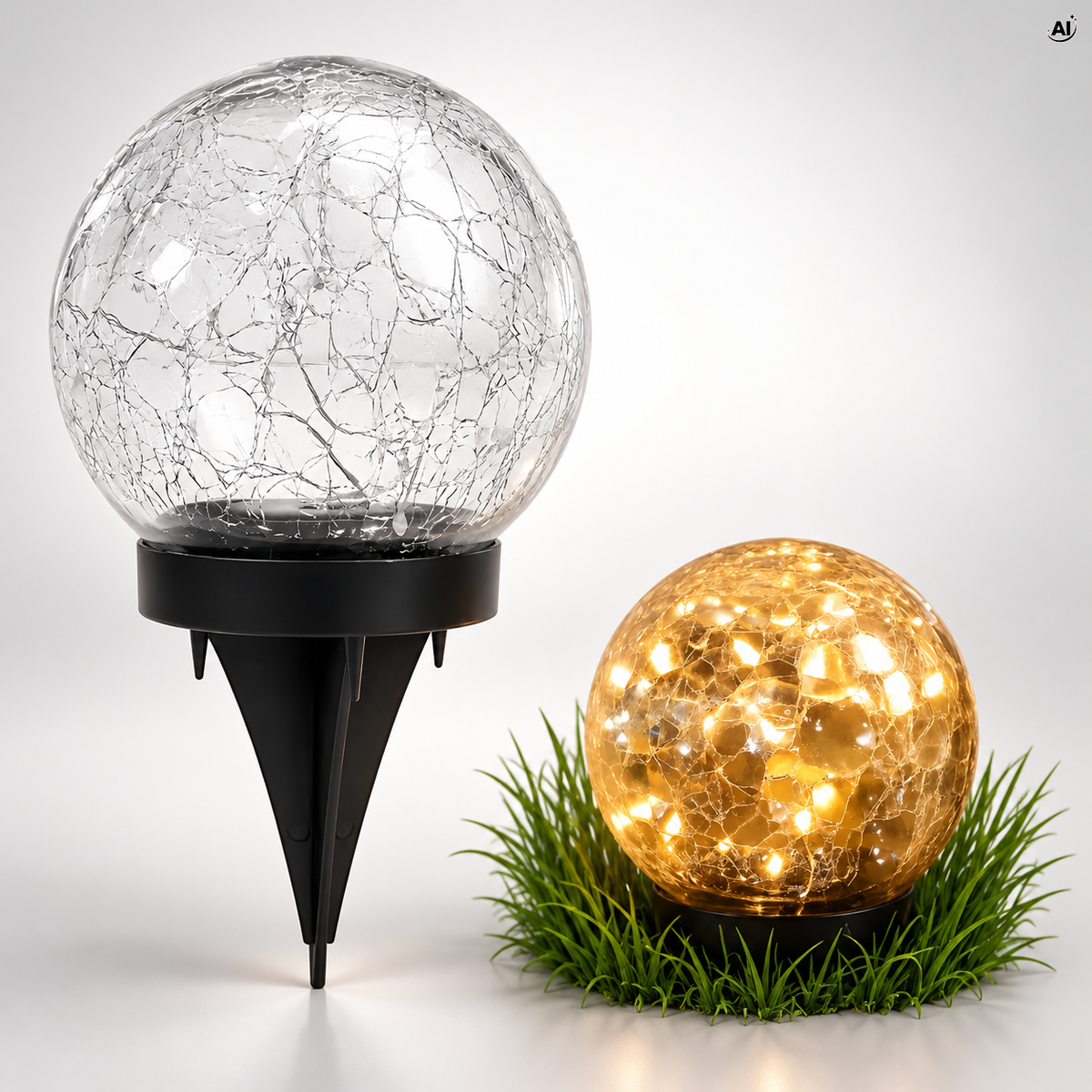 Lampka solarna LED w kształcie kuli, wbijana, ciepła biel, 19 cm