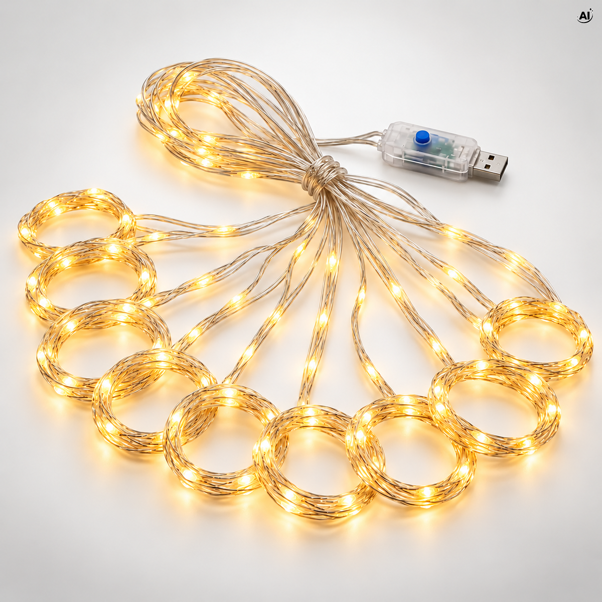 Kurtyna świetlna LED 3x3 m, USB, pilot, 8 trybów świecenia