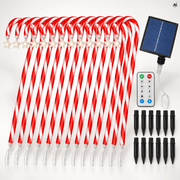 Światełka świąteczne solarne laski cukrowe LED zestaw 12 szt.
