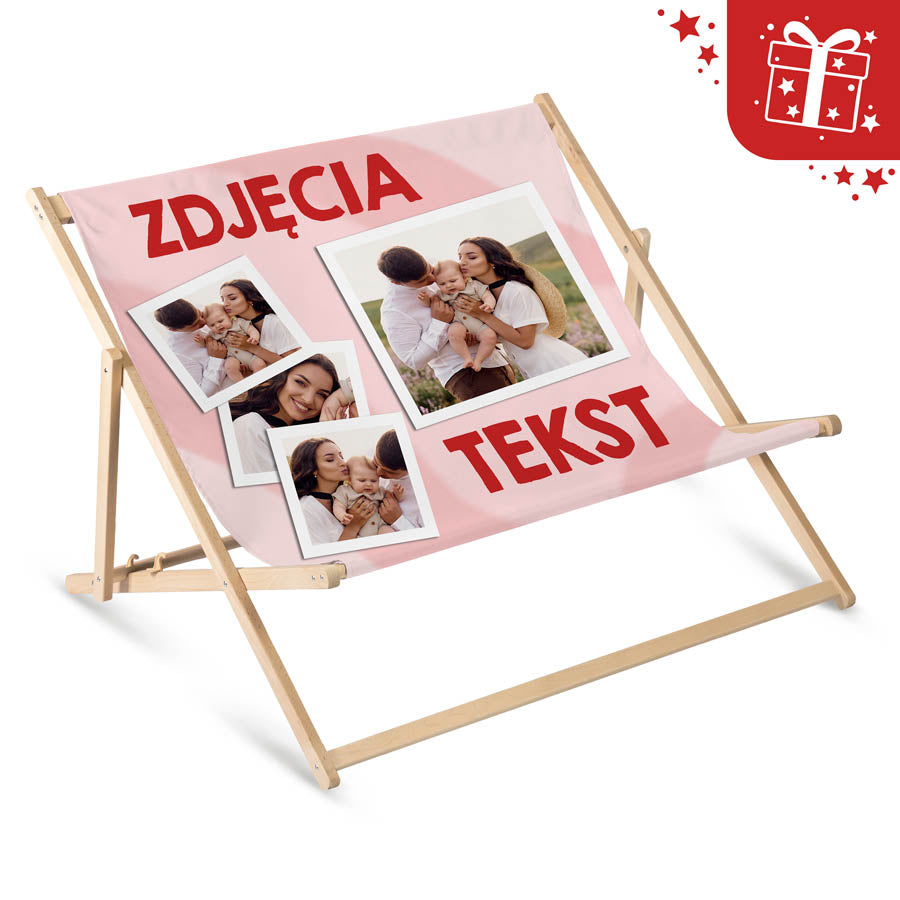 Leżak drewniany Podwójny + Zwiewka Personalizowany Prezent