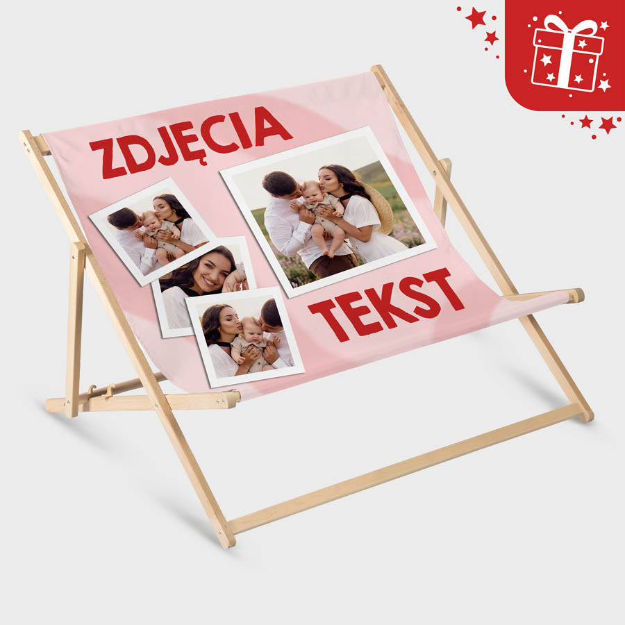 Leżak drewniany Podwójny + Zwiewka Personalizowany Prezent