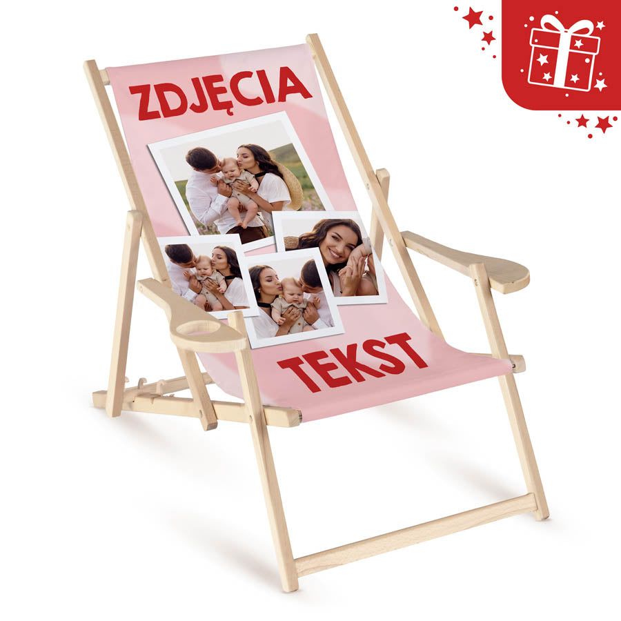 Leżak Drewniany z Podłokietnikiem Personalizowany Prezent