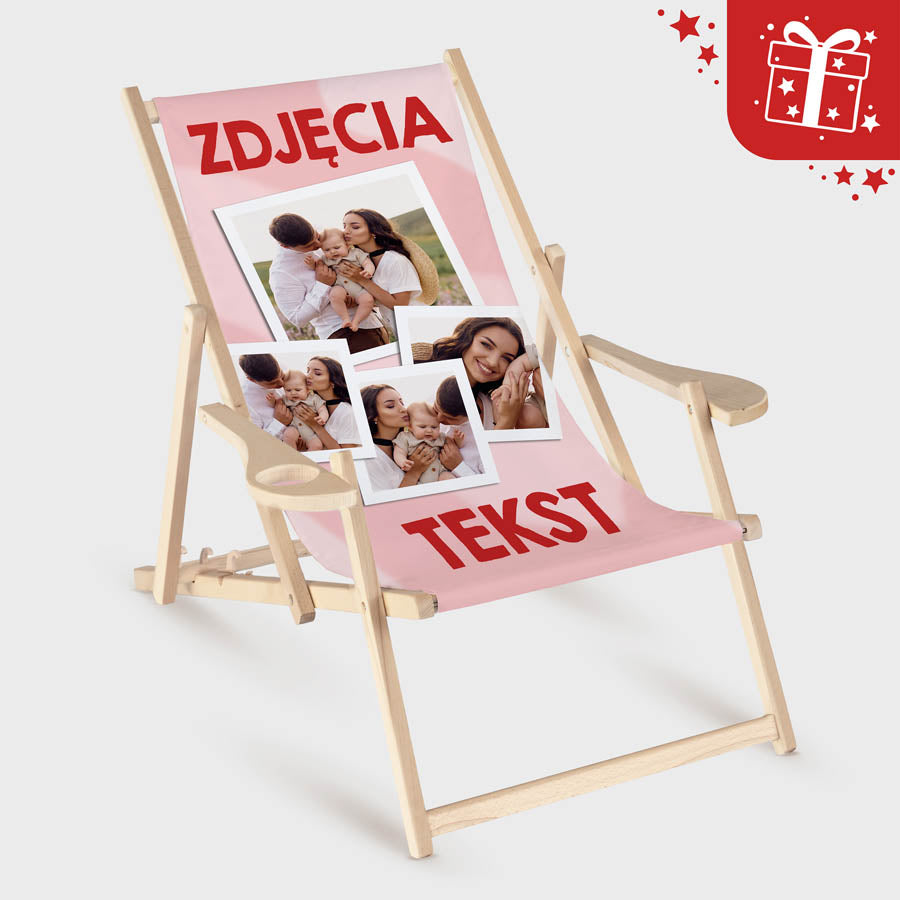 Leżak Drewniany z Podłokietnikiem Personalizowany Prezent