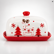 Ceramiczna maselniczka świąteczna z reniferem
