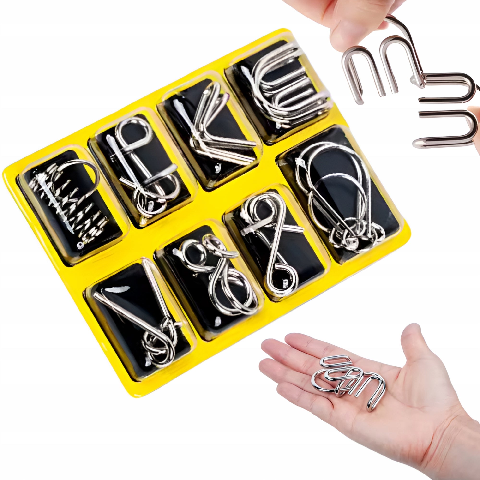 Metalowe puzzle – zestaw 8 łamigłówek