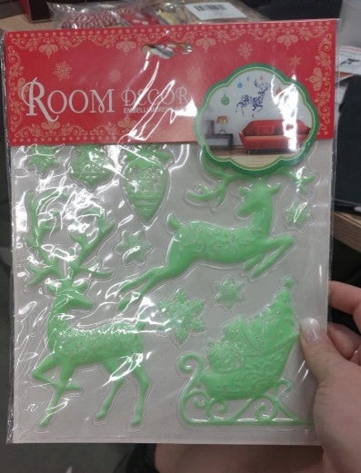 Naklejka Świecąca Fluorescencyjna 3D Świąteczna Renifer na Okno