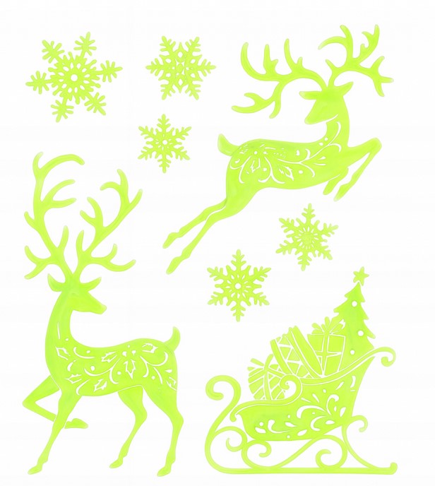 Naklejka Świecąca Fluorescencyjna 3D Świąteczna Renifer na Okno