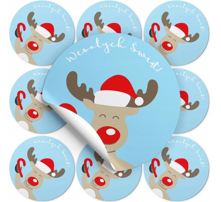 Naklejki świąteczne Renifer 10szt