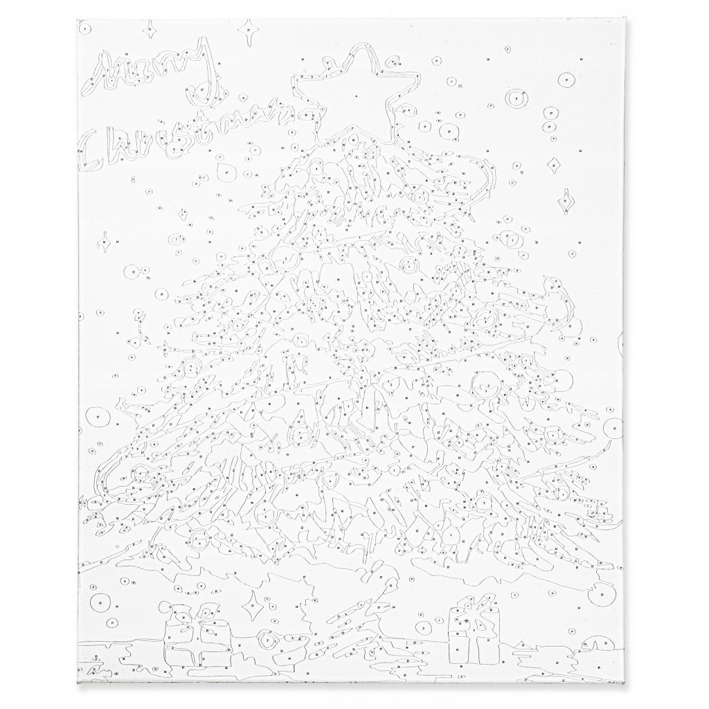 Obraz do malowania po numerach 40x50 cm z ramą świąteczna choinka
