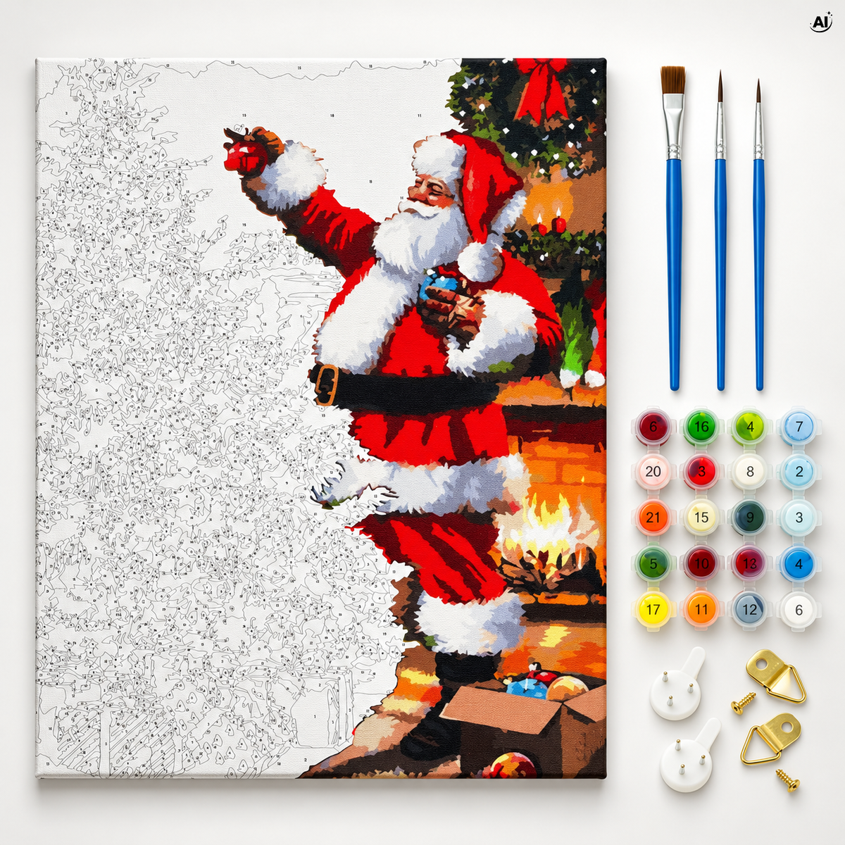 Malowanie po numerach 40×50cm Święty Mikołaj