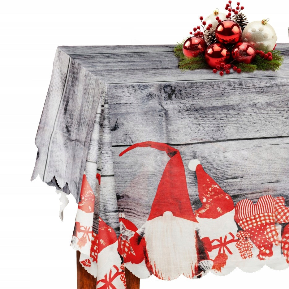 Obrus Świąteczny Gładki Szary Skrzaty 150x180cm