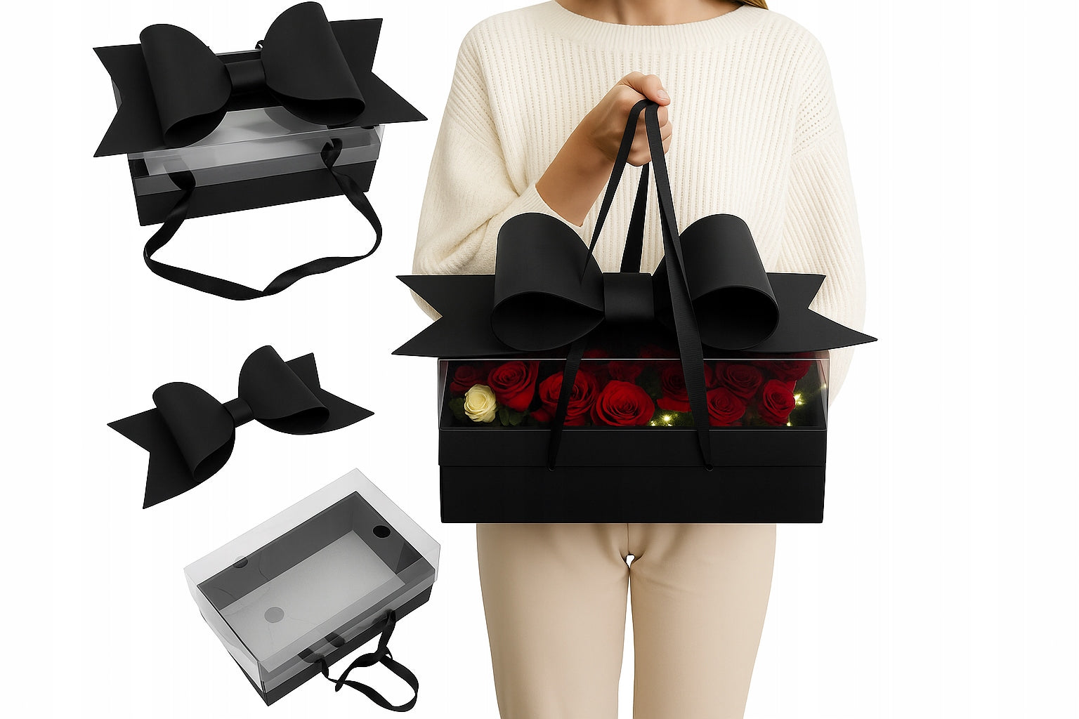 Czarne Pudełko Prezentowe z Kokardą