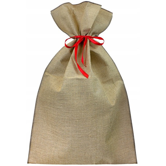 Woreczek jutowy 150x200mm kolor naturalny z granatową lamówką worek na święta