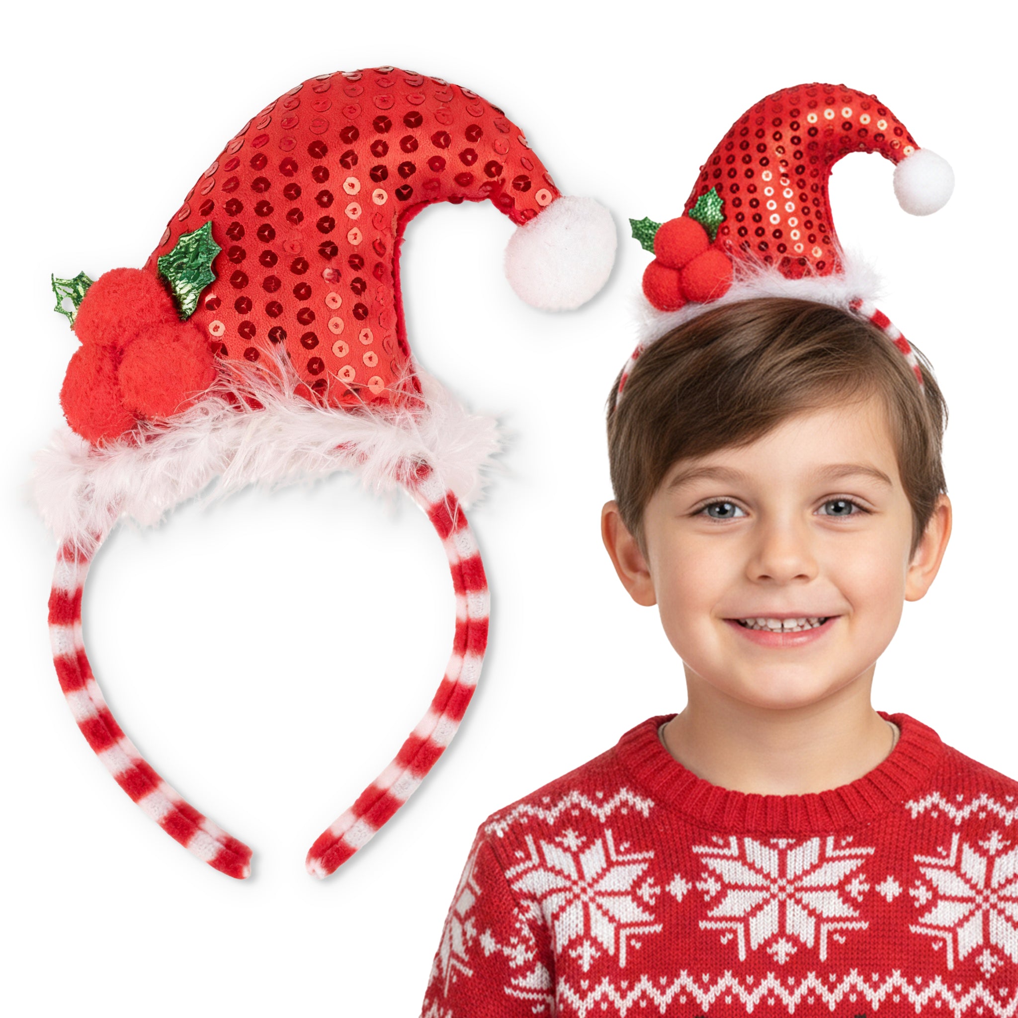 Świąteczna Opaska Czapka Mikołaj