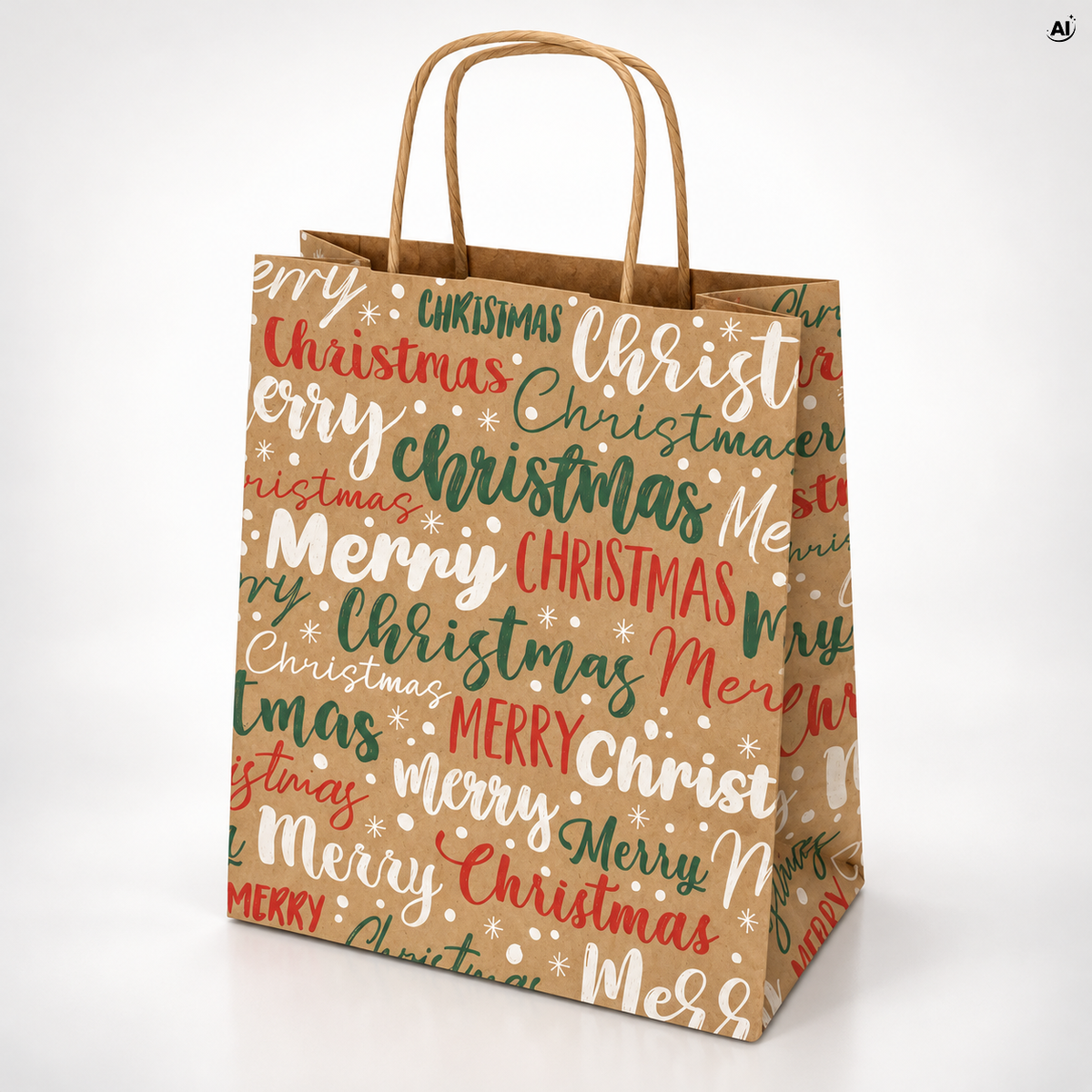 Torba papierowa świąteczna 180x80x220mm Merry Christmas