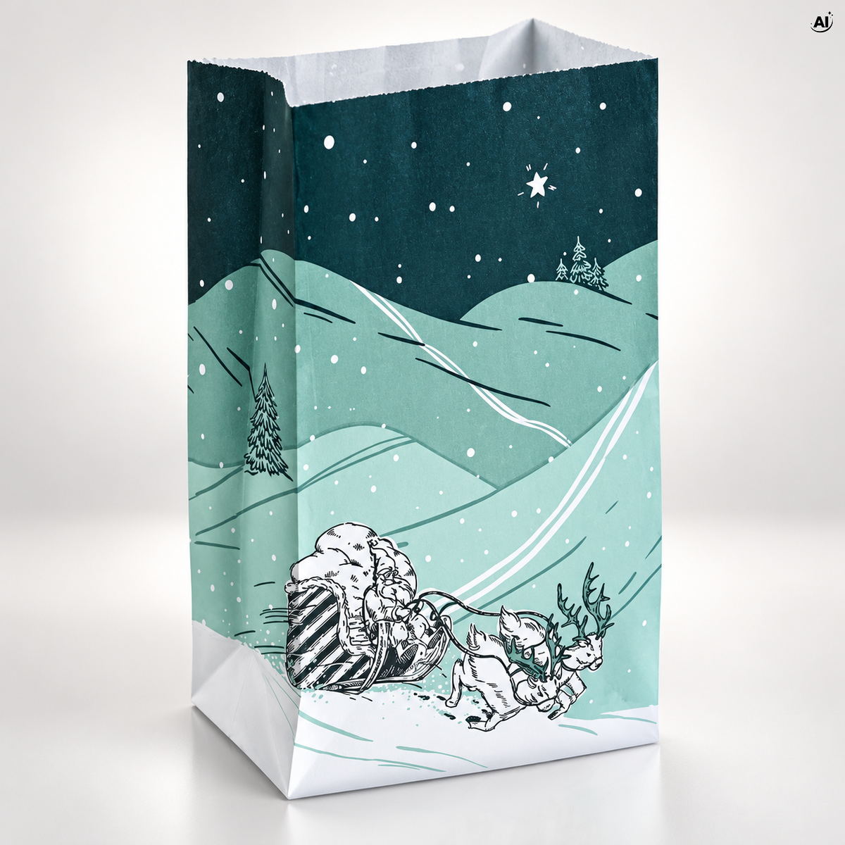 Torby papierowa świąteczne 120x50x220mm Choinka 10szt.