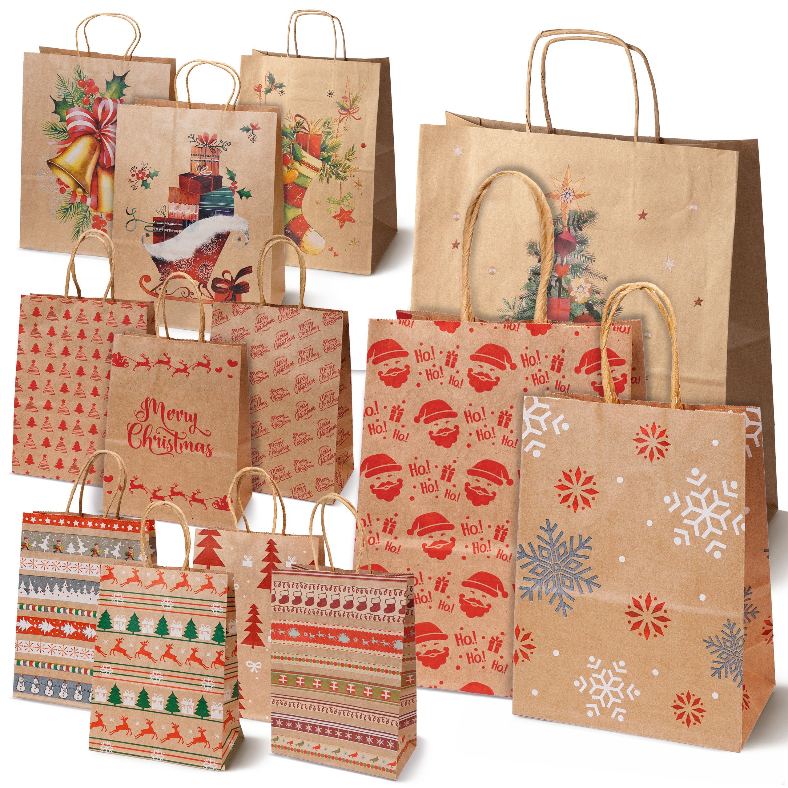 Świąteczne Torby Papierowe na Prezenty – Zestaw 13 szt.