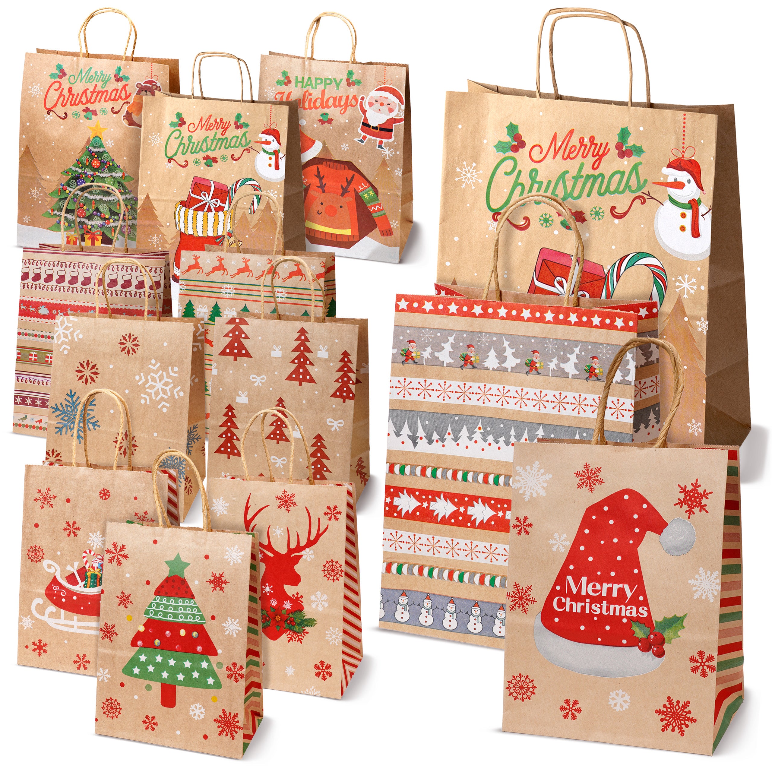 Świąteczne Torby Papierowe z Nadrukiem – Zestaw 13 szt.