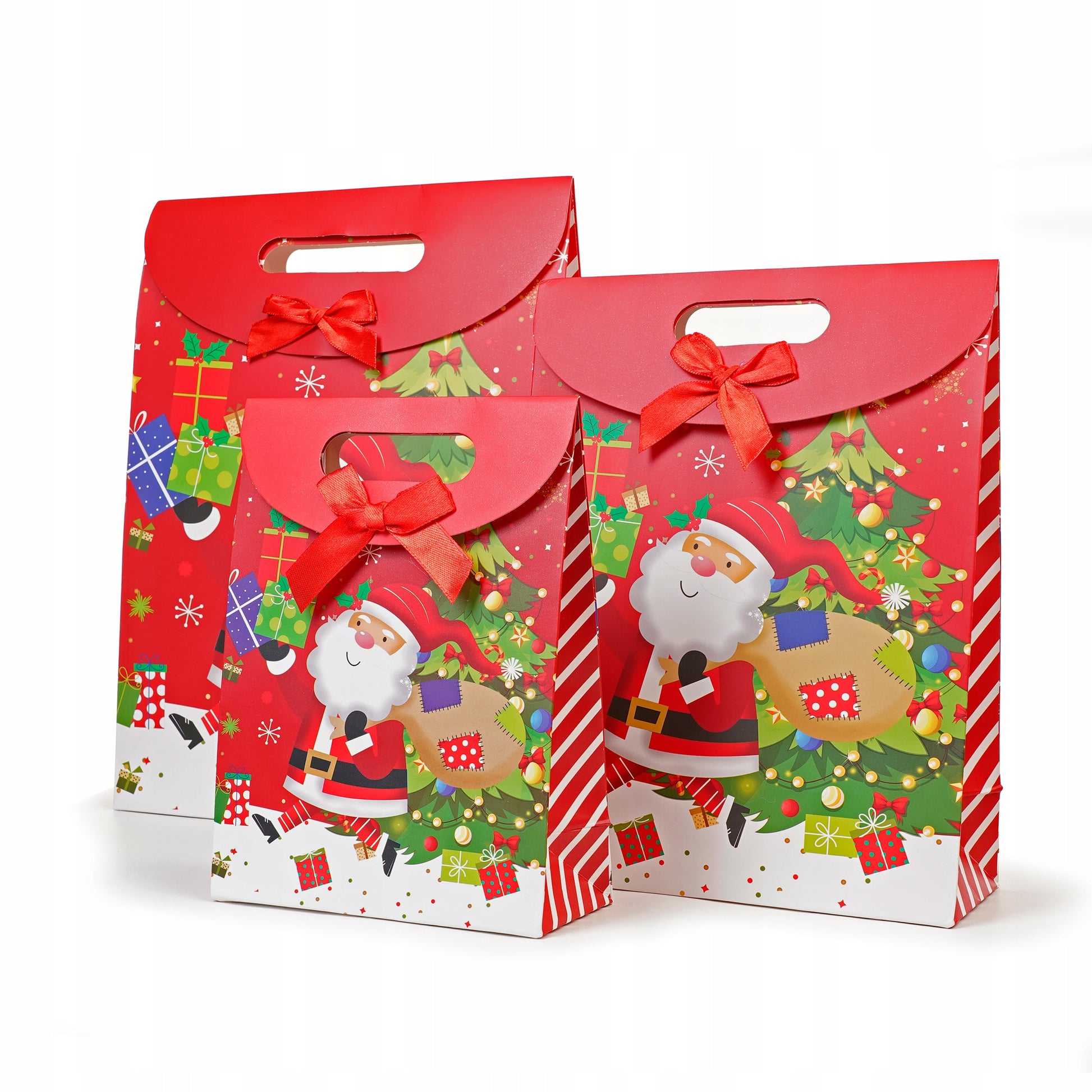 Papierowe torby świąteczne z motywem Mikołaja
