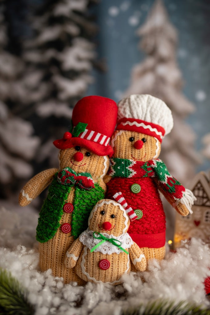 Świąteczny zestaw 3 figurek piernikowej rodziny 30 cm