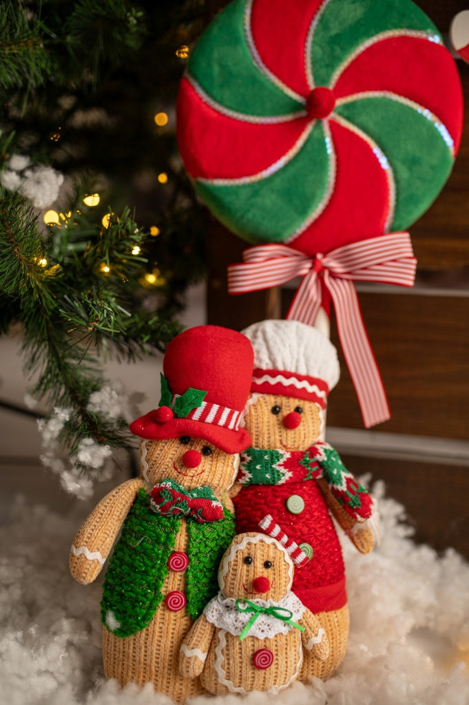 Świąteczny zestaw 3 figurek piernikowej rodziny 30 cm