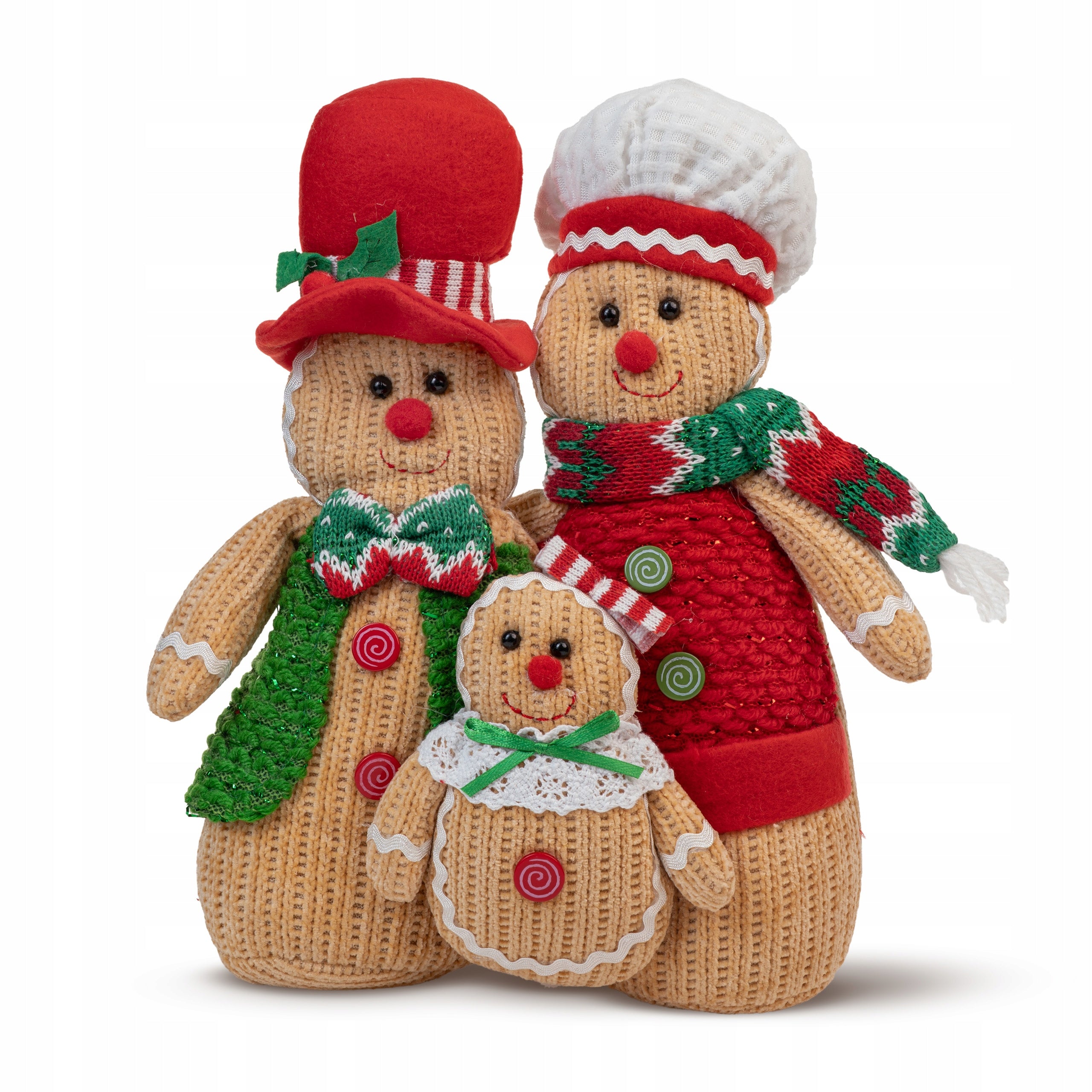 Świąteczny zestaw 3 figurek piernikowej rodziny 30 cm