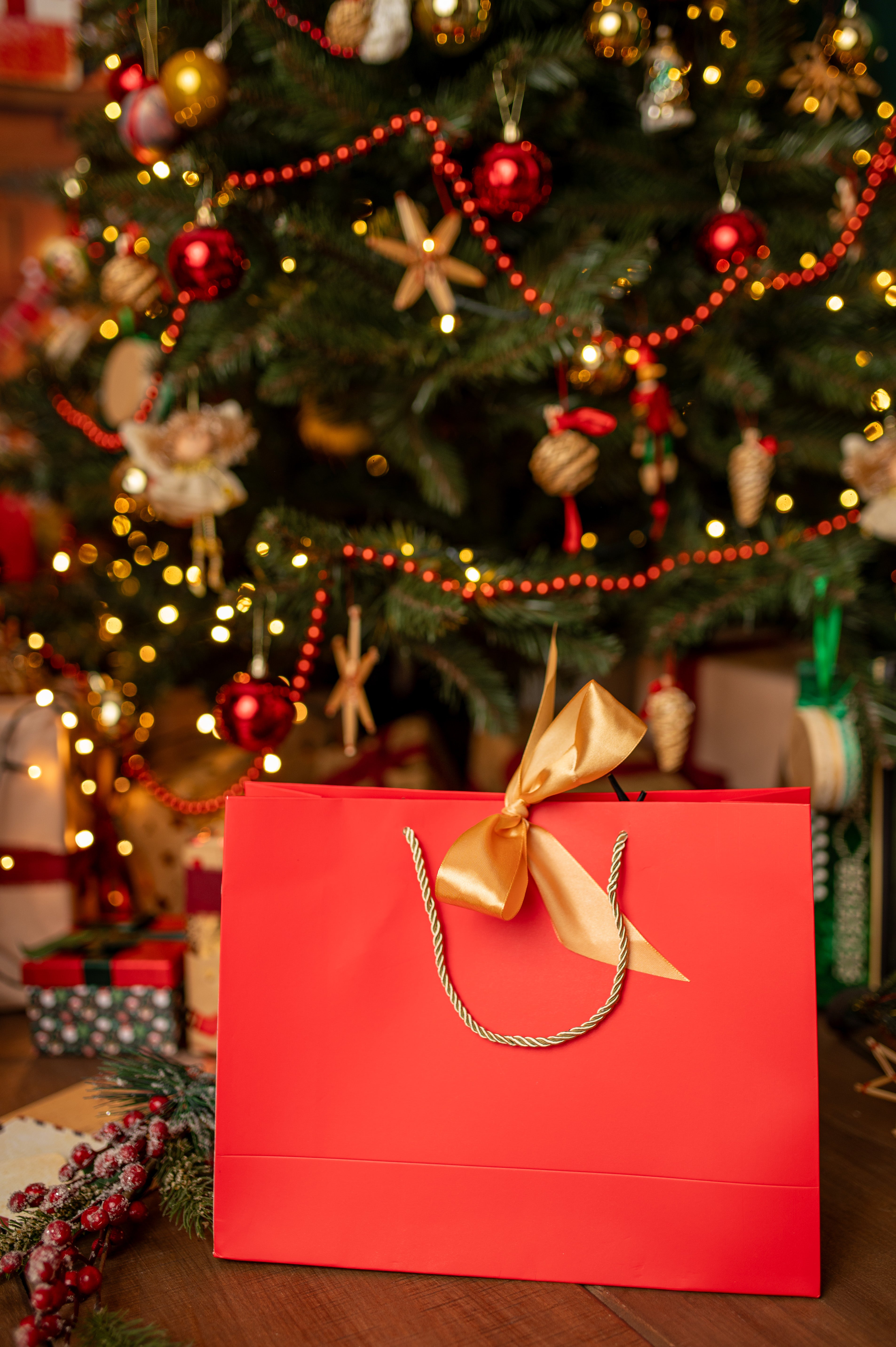 Świąteczne Torby Papierowe 320x100x250mm 5 szt