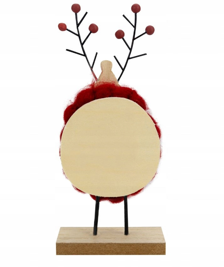 Świąteczna figurka dziewczynka na nartach  drewniana ozdoba stojąca 6x11x12 cm