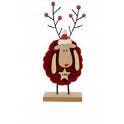 Świąteczna figurka renifer drewniana ozdoba stojąca