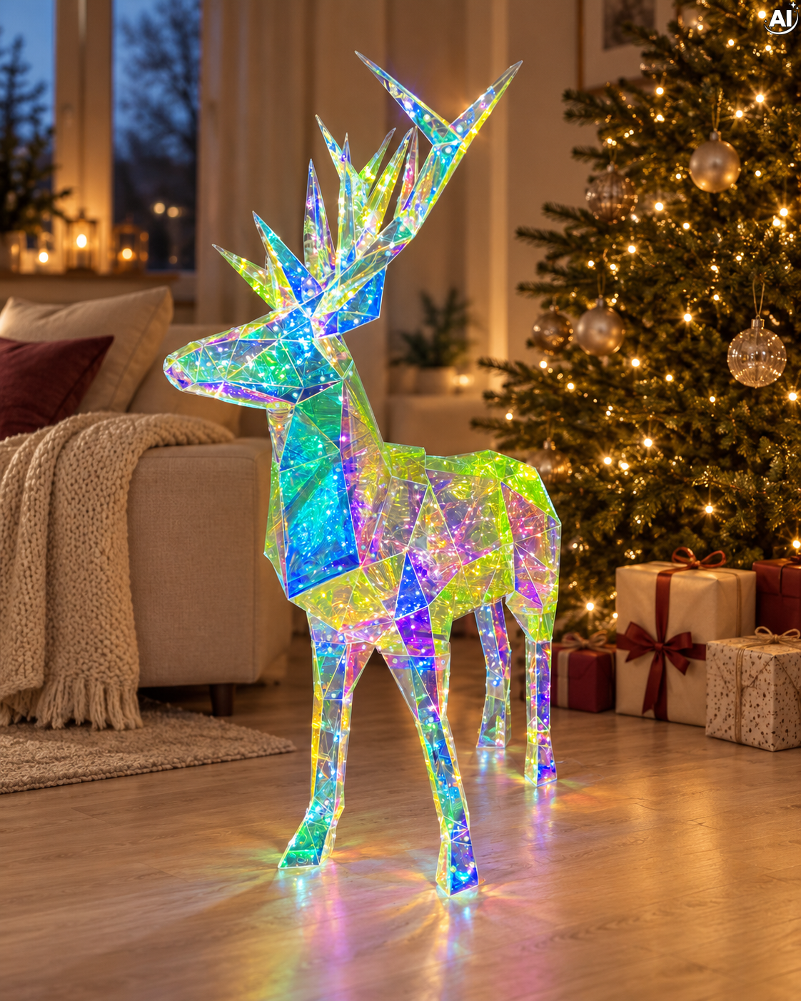 Renifer LED 3D Holograficzny Geometryczny 90 cm