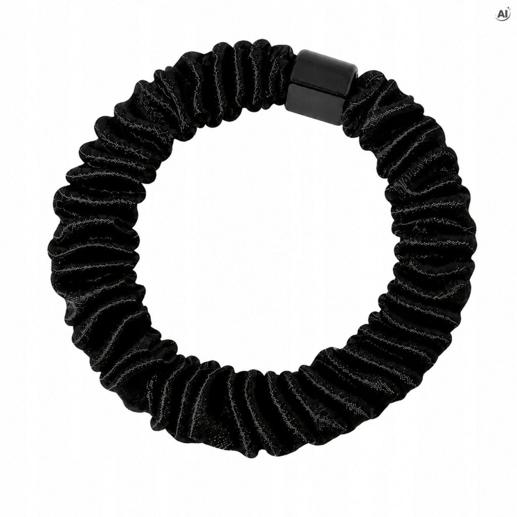Satynowe gumki do włosów scrunchie, zestaw 10 szt., czarne