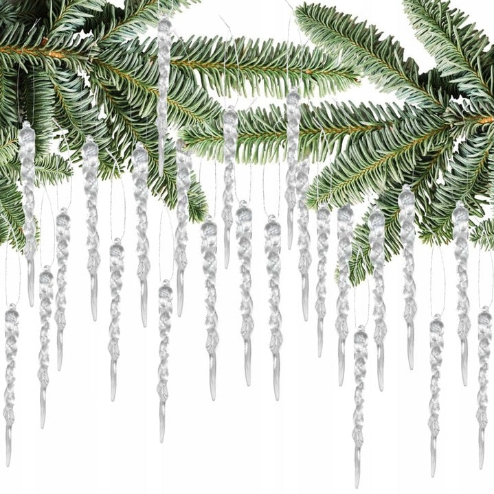 Sople na Choinkę – Przezroczyste Bombki 24 szt.