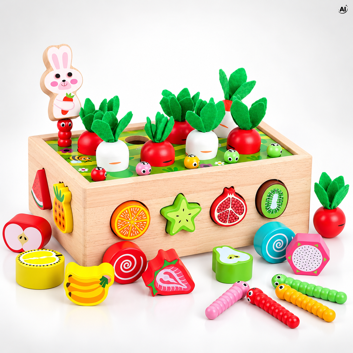 Drewniany Sorter Kształtów Montessori Ogród
