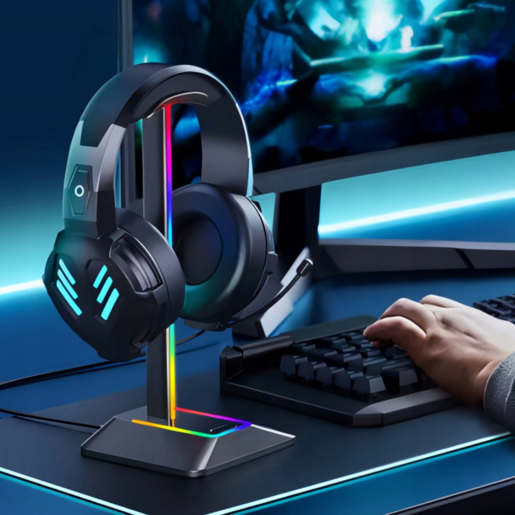 Stojak na Słuchawki  LED RGB z HUB USB