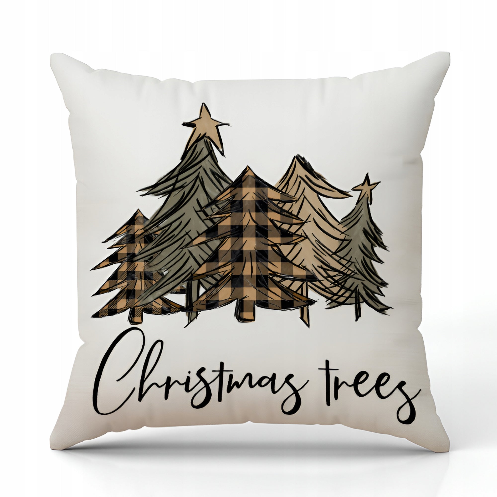 Świąteczna Poszewka Dekoracyjna 45×45 cm z Motywem Drzewek