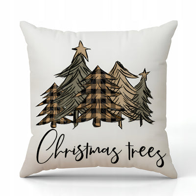 Świąteczna Poszewka Dekoracyjna 45×45 cm z Motywem Drzewek