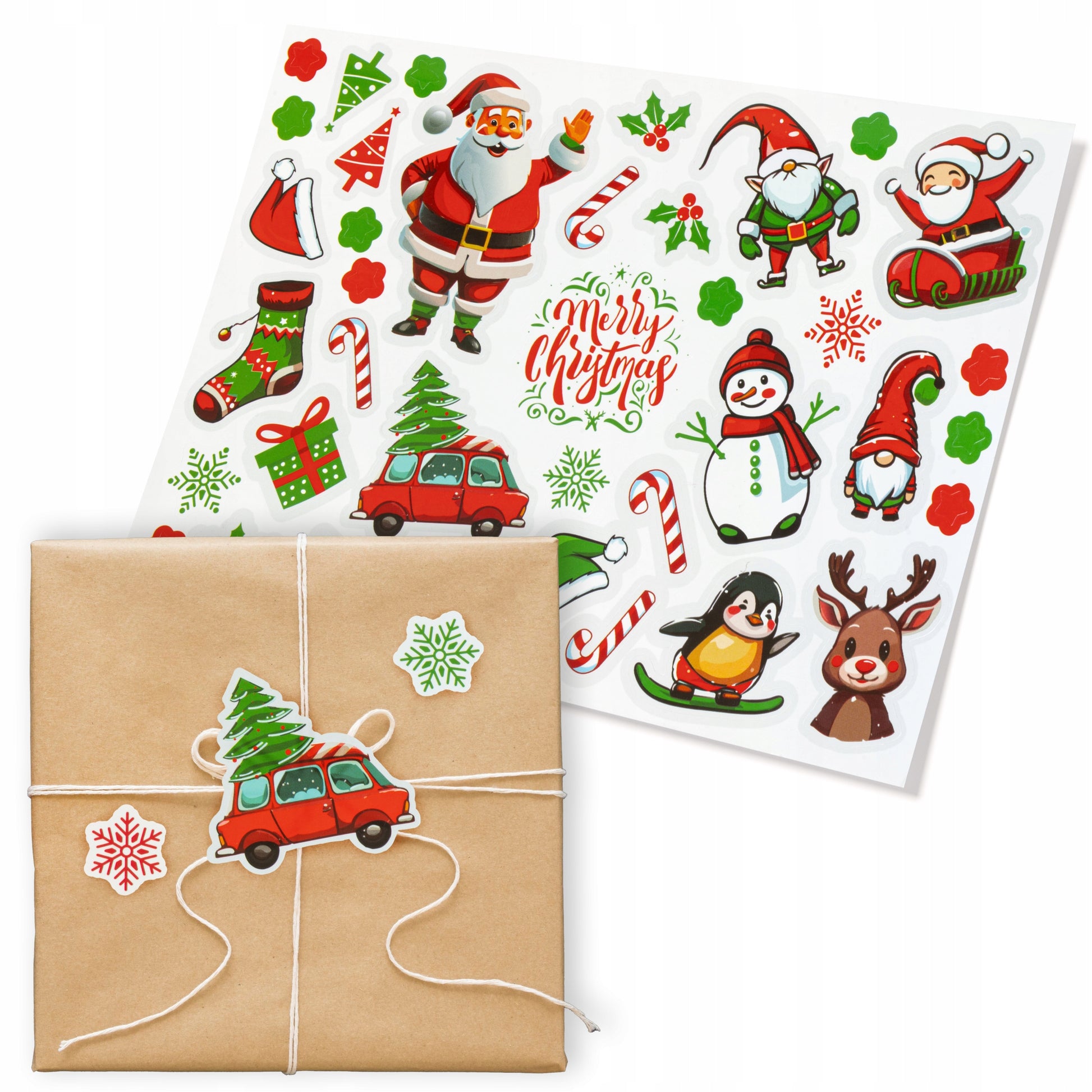 Naklejki Świąteczne Mikołaj Bałwan Skrzat