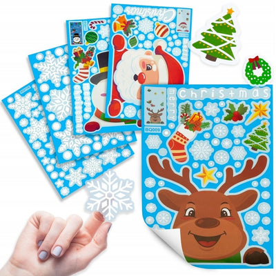 Świąteczne Naklejki na Okno Mikołaj Zestaw