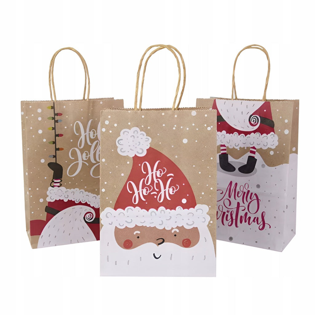 Torba Papierowa z uchwytem skręcanym 270x110x210 brązowa wzór Świąteczny 4szt.