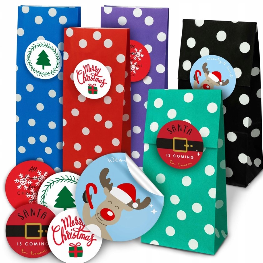 Świąteczne Torby 5szt Naklejki