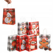 Torba Papierowa z uchwytem skręcanym 330x120x260mm czerwona krata wzór Świąteczny 4szt.