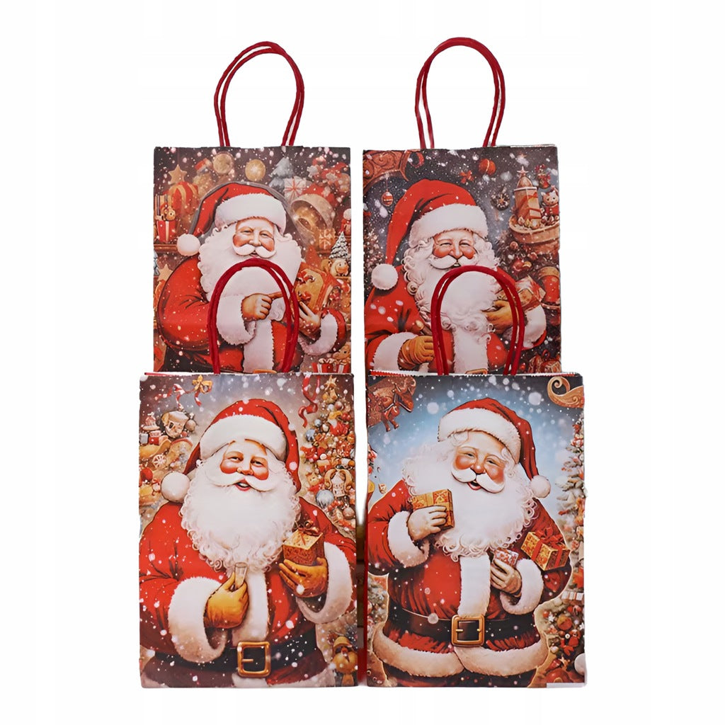 Torba Papierowa z uchwytem skręcanym 330x120x260 brązowa Mikołaj 4szt.
